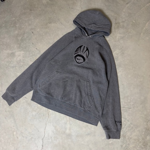 Nike Other - Vintage Nike Hoodie Mens Large Grey Y2K Silver Tag Football Embroidered Logo